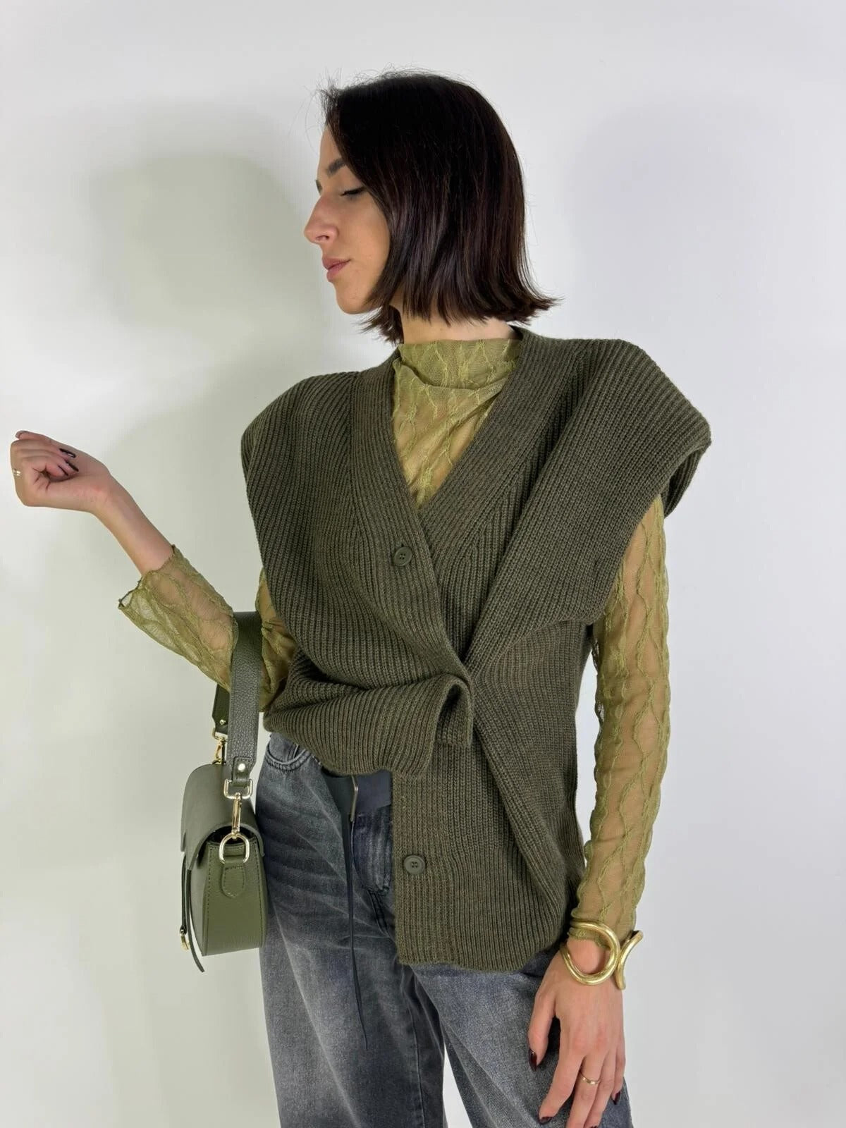 Haveone Gilet Punto Pannocchia Verde