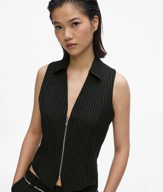 Karll Lagerfeld Jeans Gilet Gessato Nero
