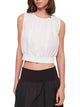 Gaudi Jeans Top Cropped Smanicato con Pieghe Verticali sul Davanti.