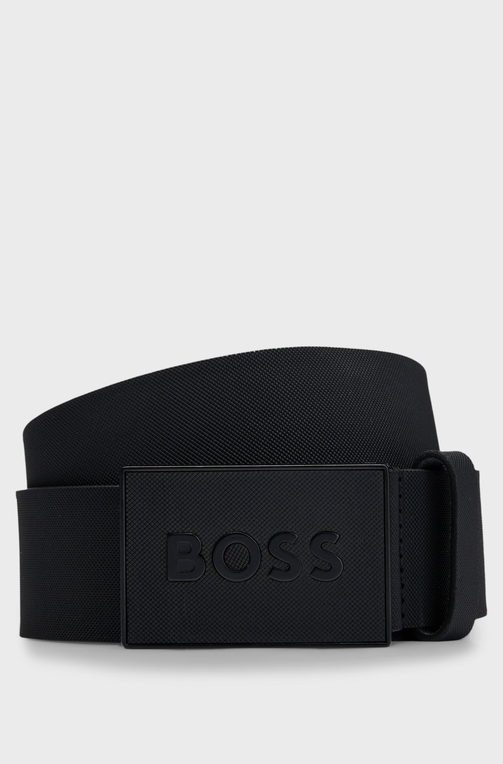Hugo Boss Cintura con Fibbia con Placchetta Lavorata Nero