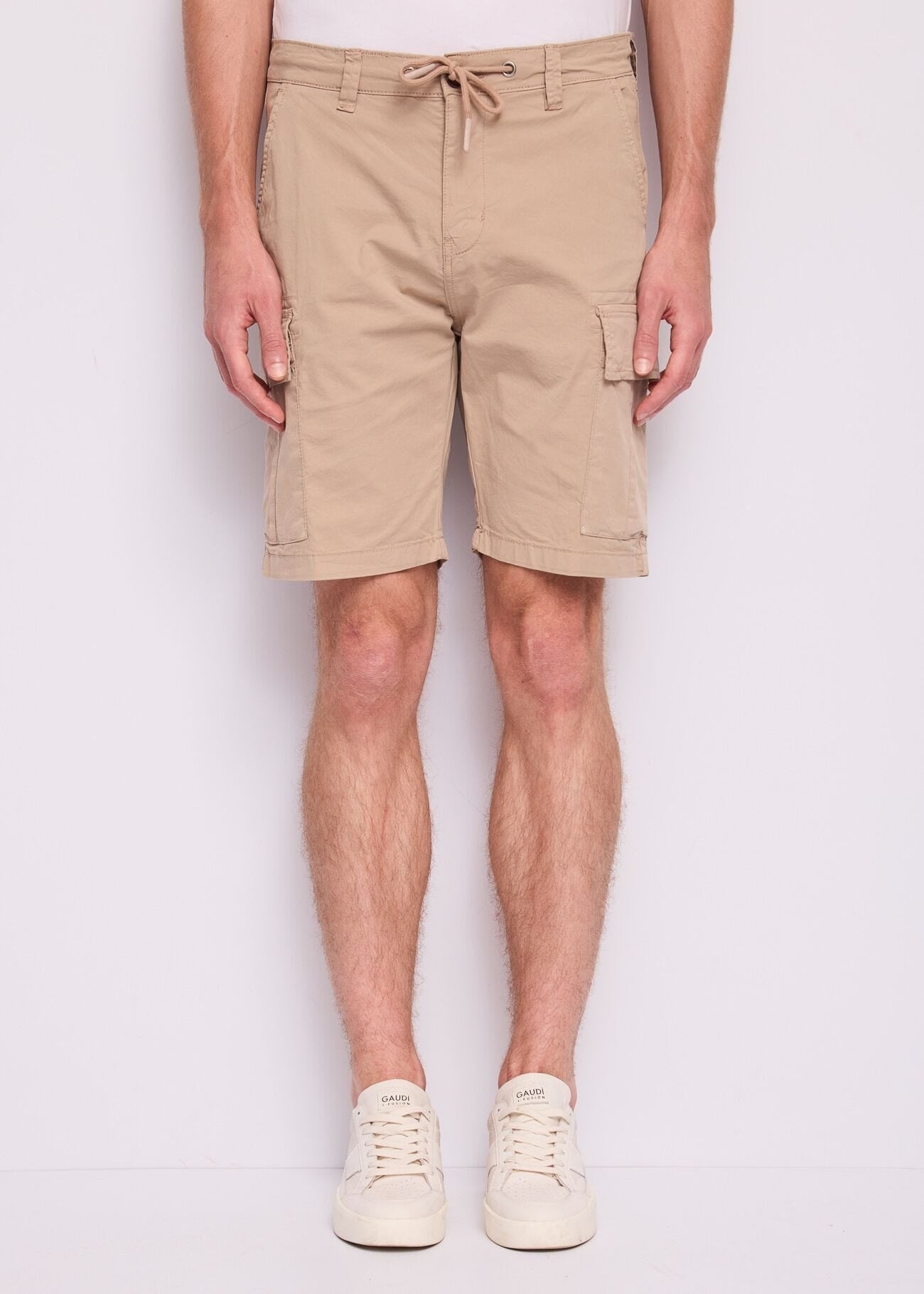 Gaudi Jeans Shorts cargo in cotone Elasticzzato Beige