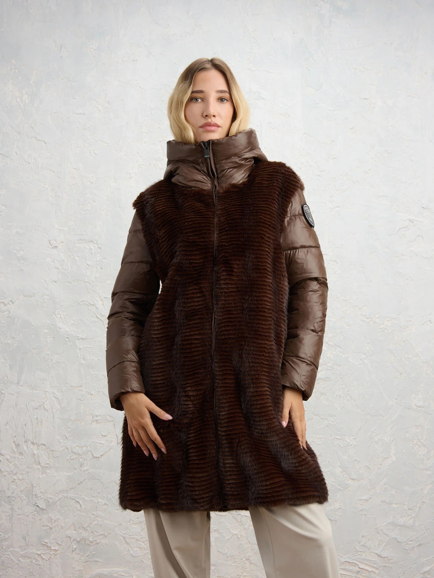 Blauer Usa Giubbino Lungo in Nylon e Pelliccia Eco ASPEN