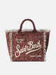 MC2 SAINT BARTH Borsa Vanity Regular in Canvas con Stampa Animalier Marrone