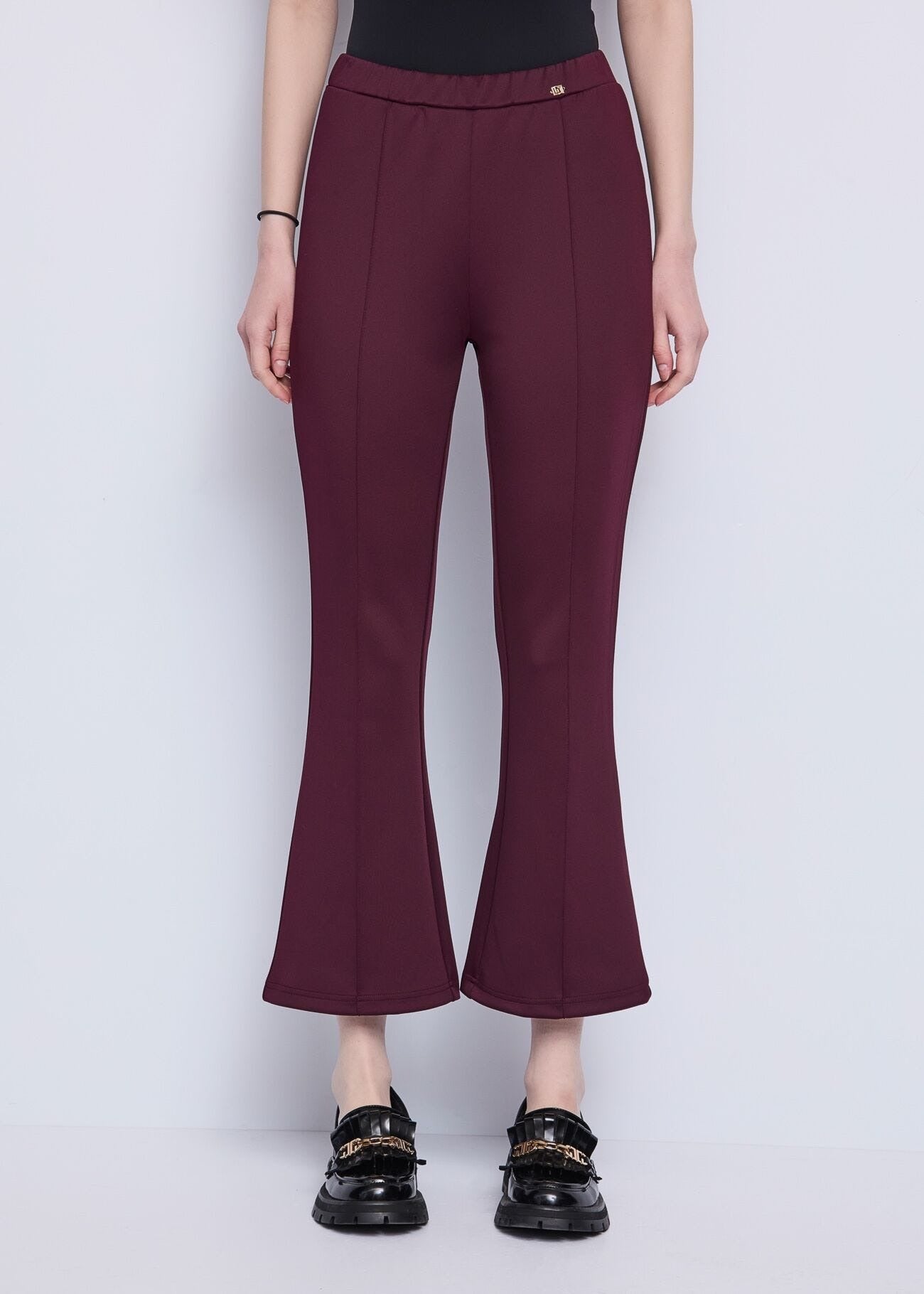 Gaudi Pantaloni Cropped con Piega Cucita Bordeaux