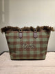 Vicolo Borsa Vanity a Mano a Quadri con Frange Menta