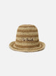 Saint Barth Cappellino Polly Bucket Hat a Righe Beige e Marrone con Logo Ricamato