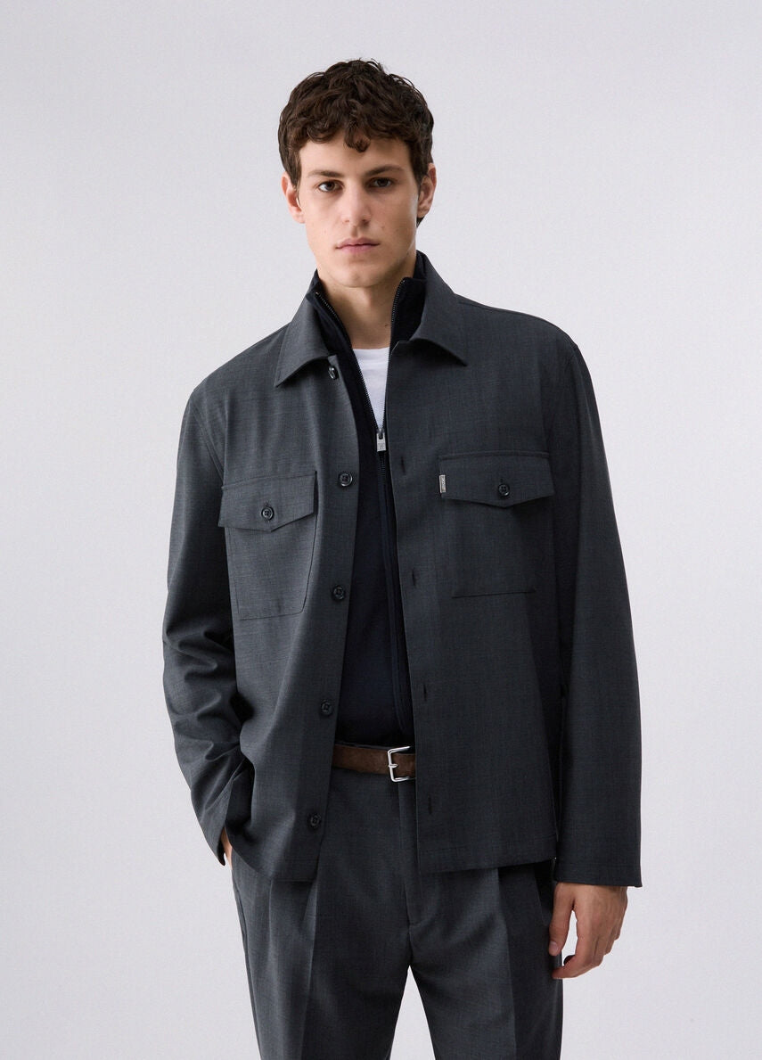 Liu Jo Giacca Overshirt in Misto Lana Grigio