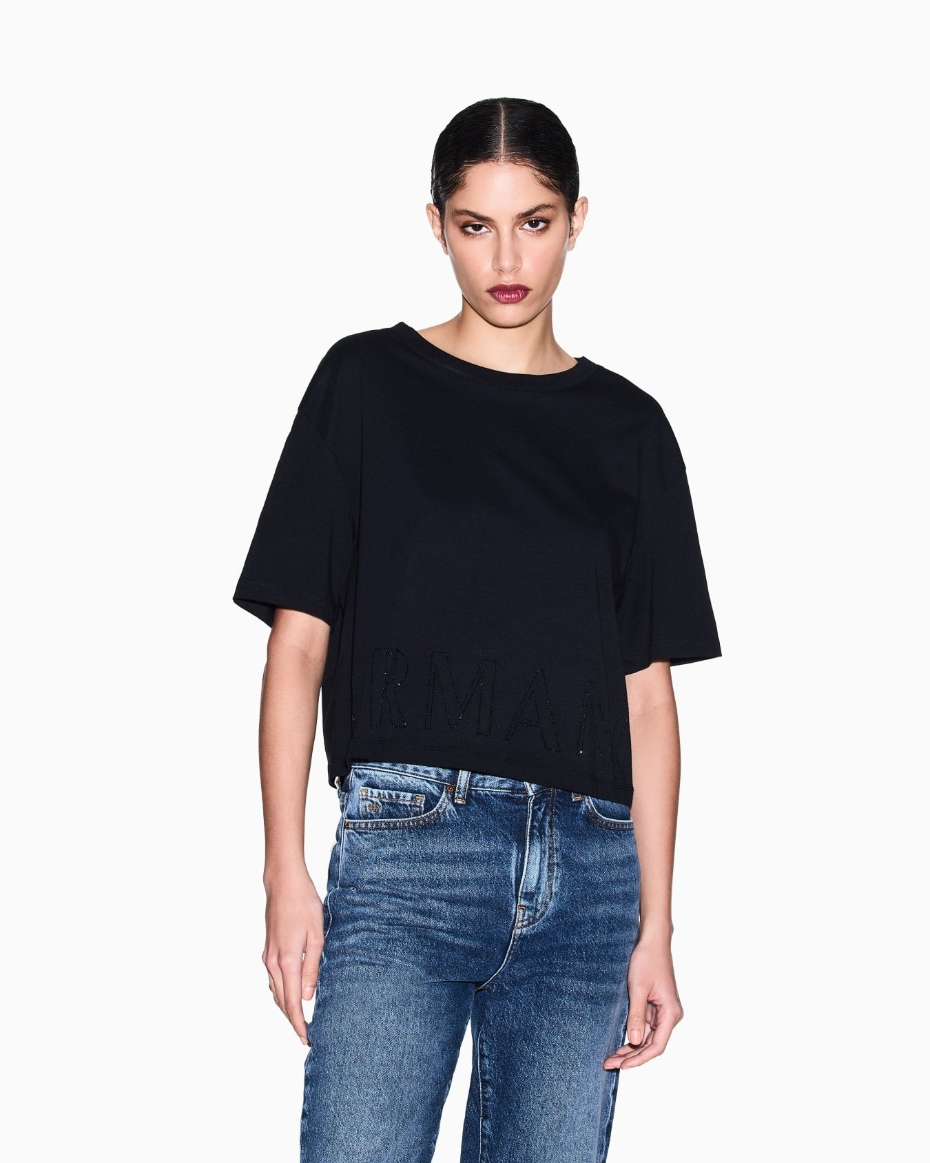 Armani Exchange T-shirt Cropped in Cotone