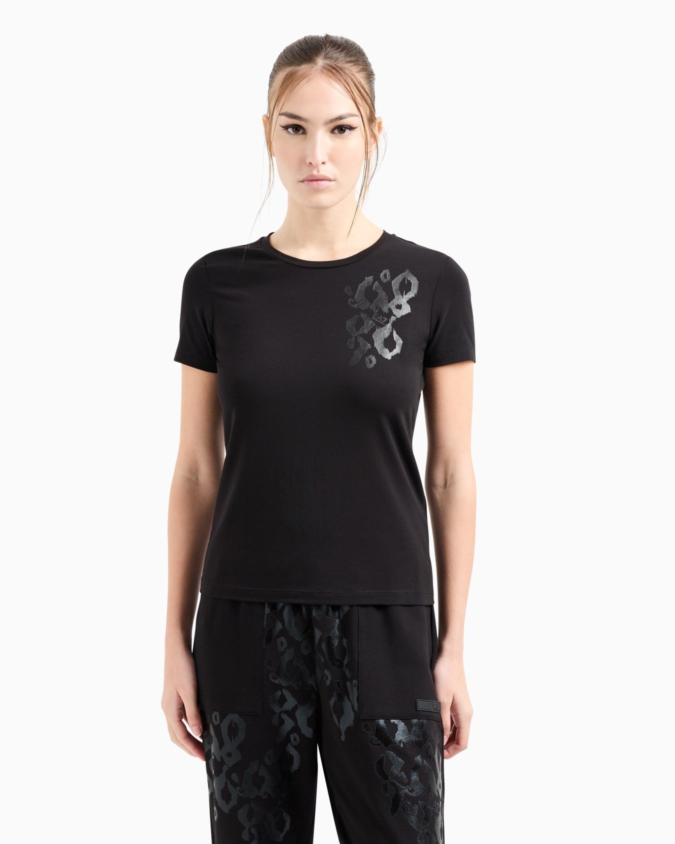 Armani EA7 T-shirt Girocollo Graphic Series in Cotone Stretch