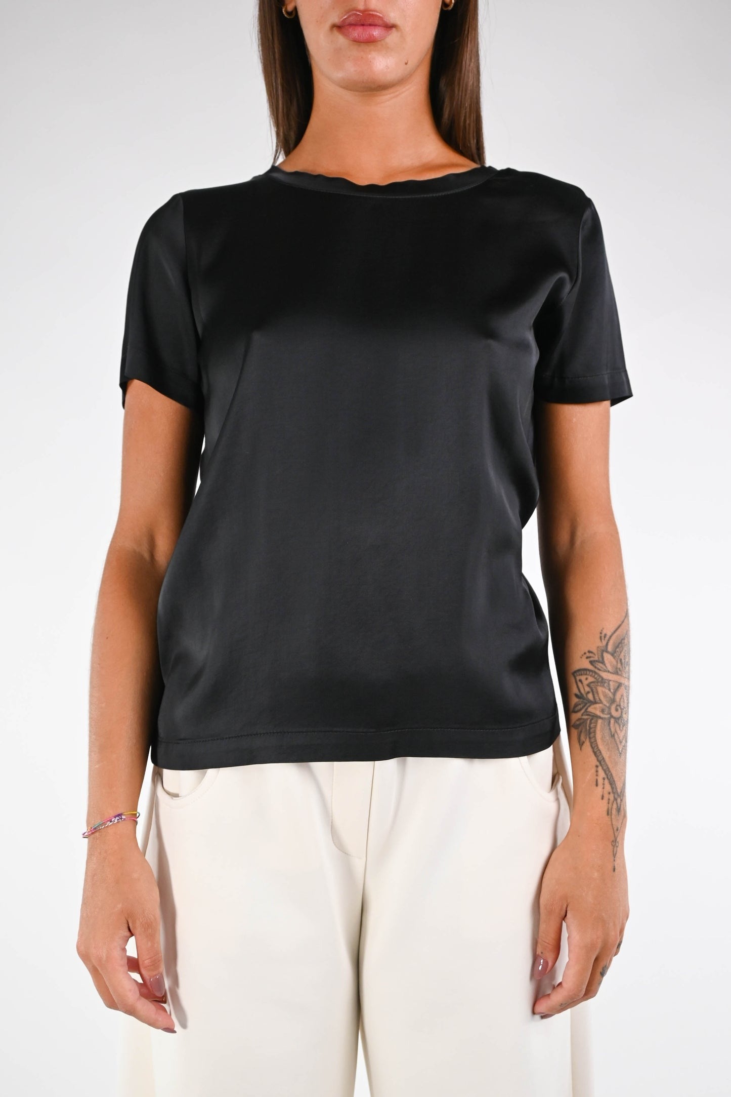 Vicolo Blusa Satin Elasticizzata Mezza Manica