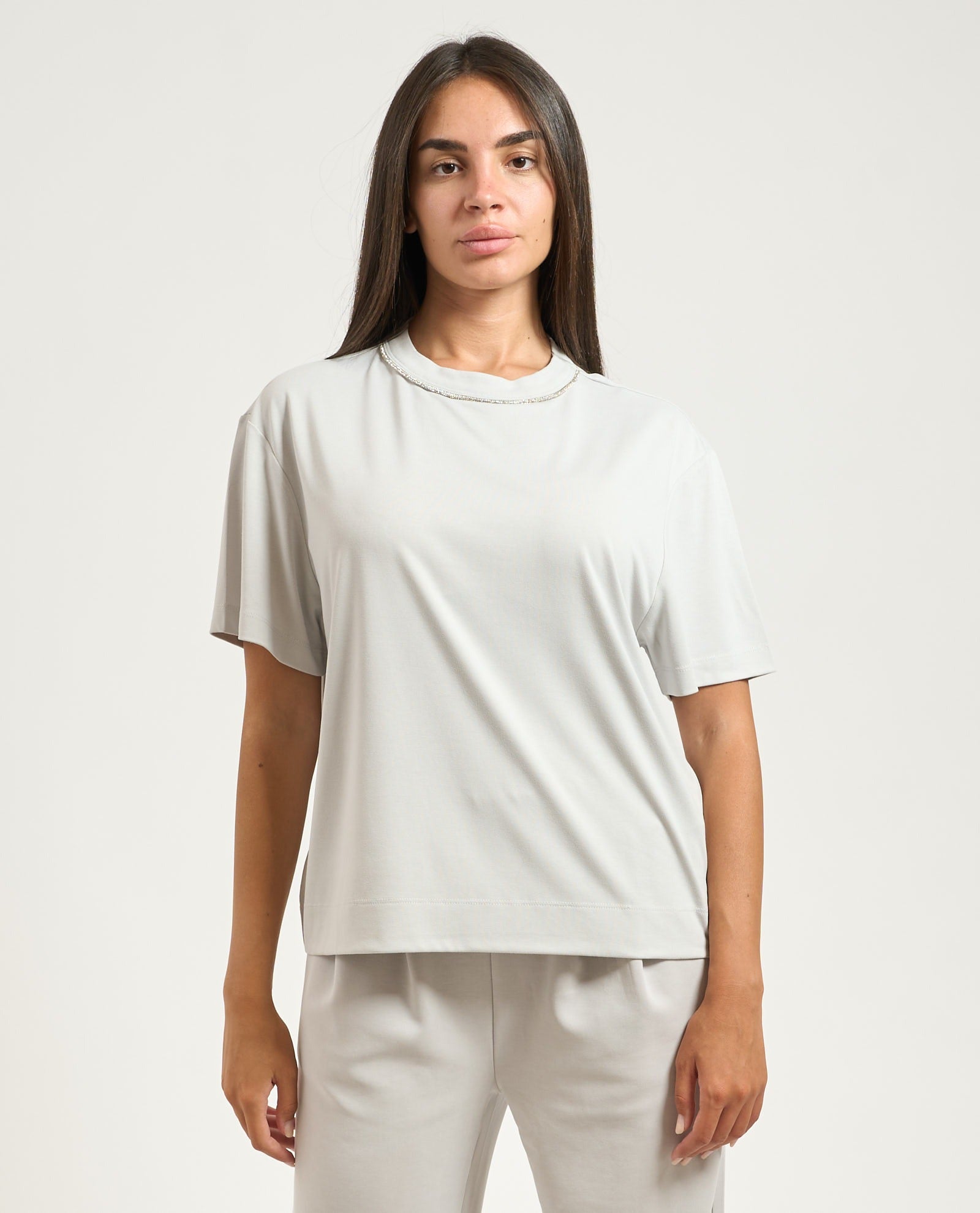Armani EA7 T-shirt Girocollo Precious in Misto Viscosa