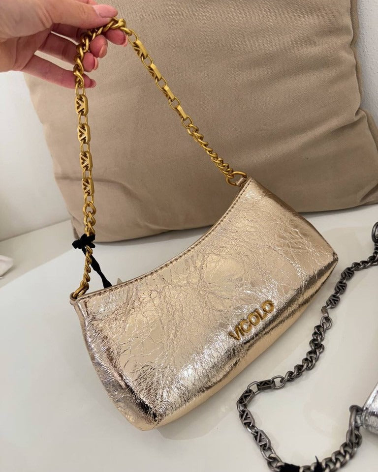 Vicolo Borsa a Spalla Metallic Mirror Effetto Stropicciato