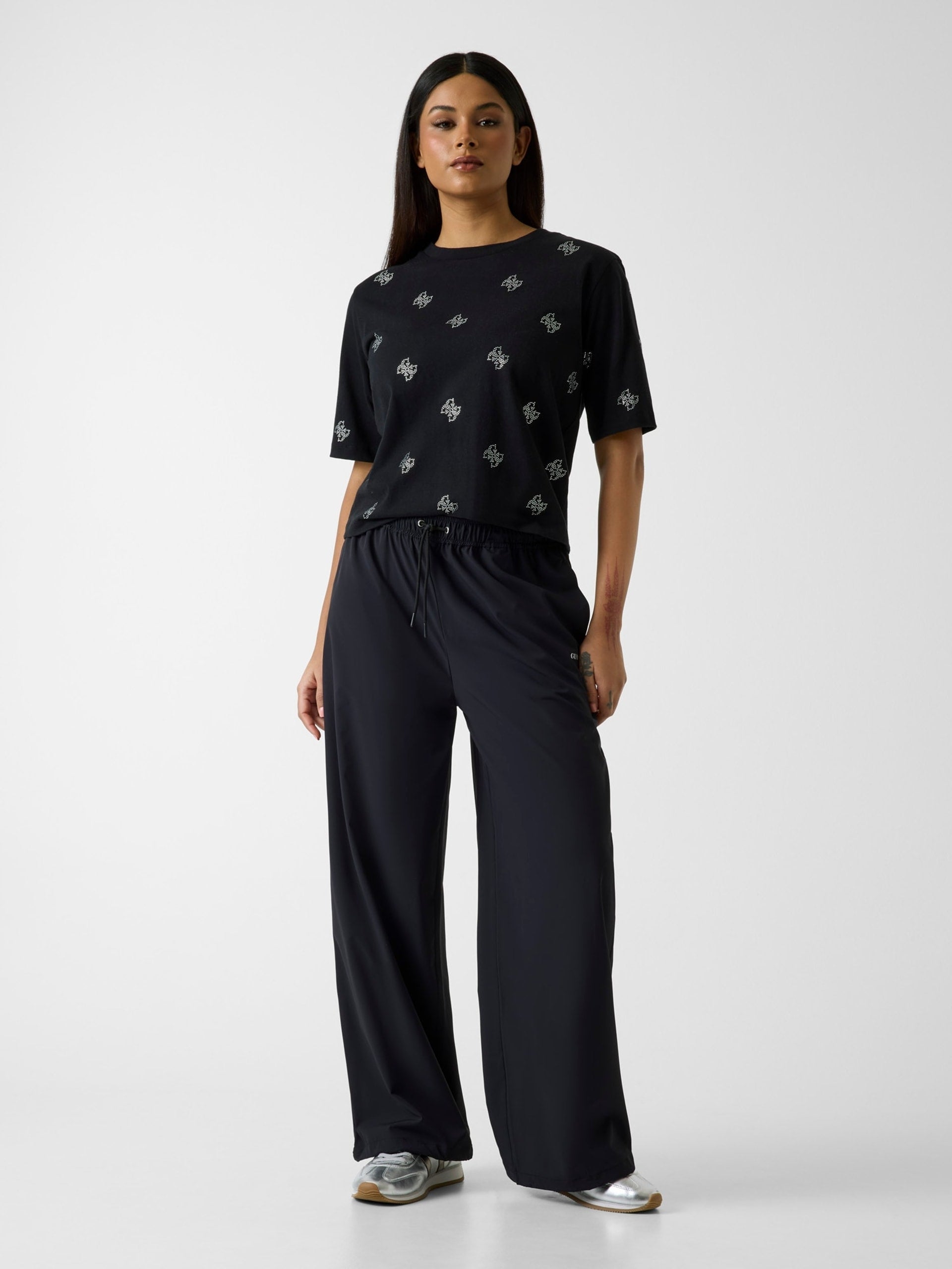 Guess Pantalone Parachute con Logo Stampato