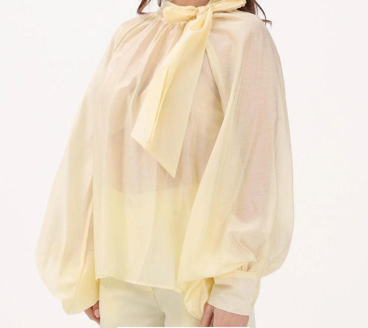 Vicolo Blusa con Fiocco e Manica a Sbuffo