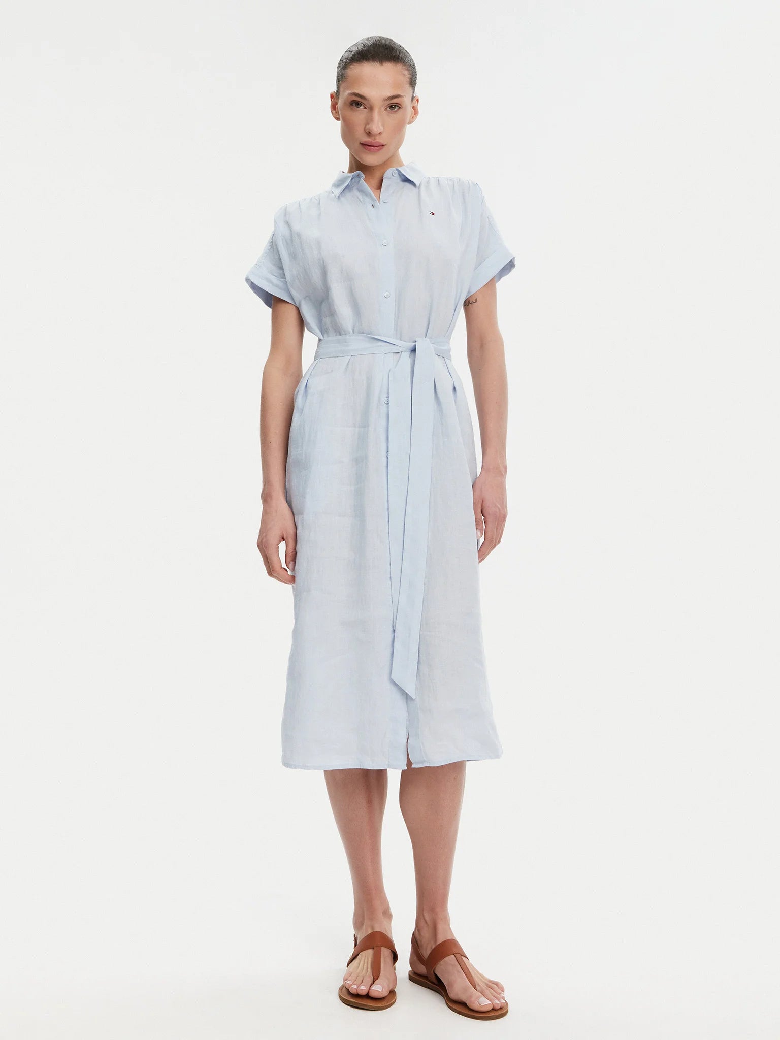 Tommy Hilfiger Abito a Campana con Cinturino in Tessuto