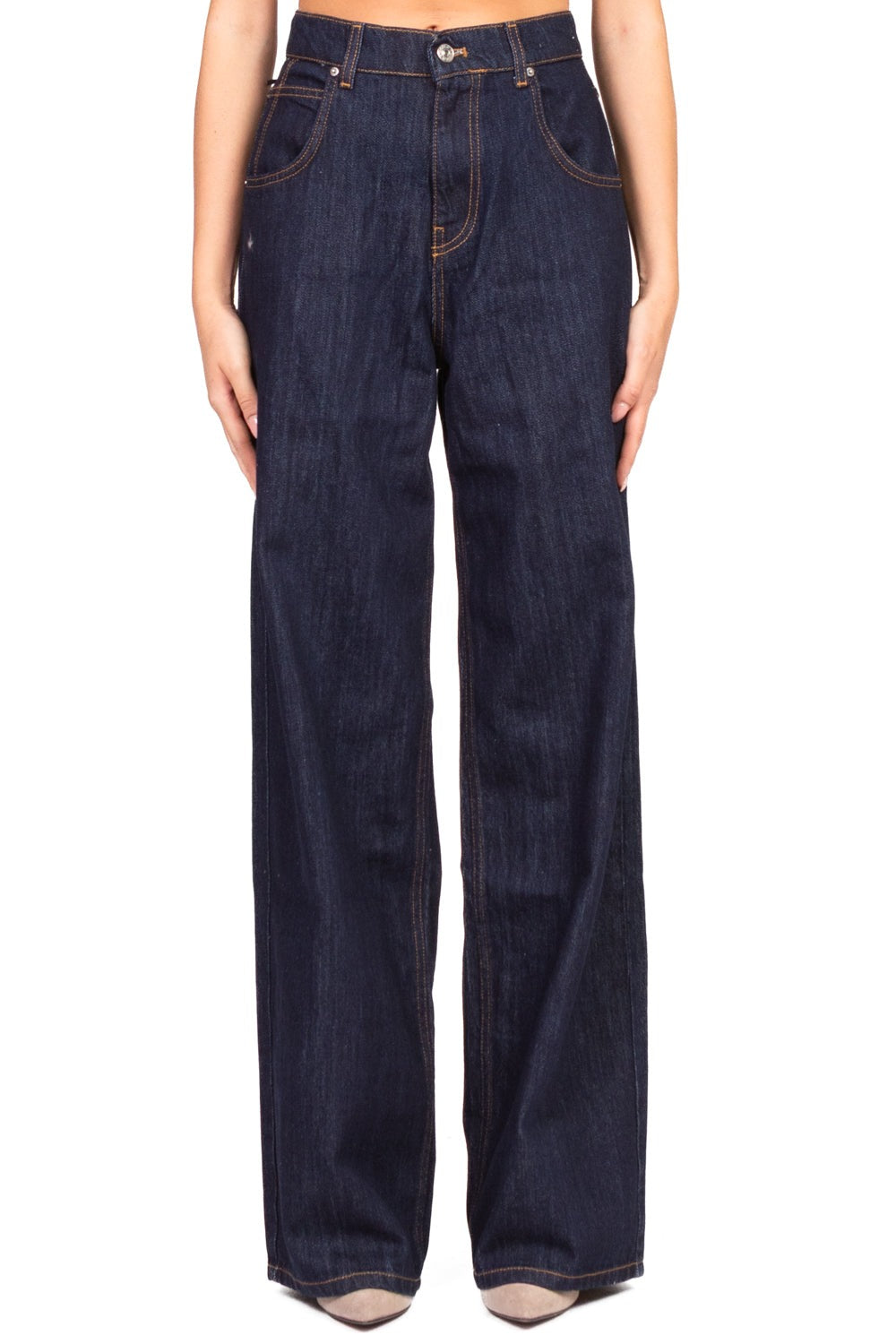 Vicolo Jeans Modello Palazzo con Gamba Ampia Blu