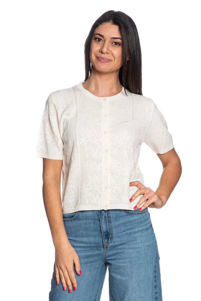 Gianni Lupo Cardigan Traforato Floaral
Bianco