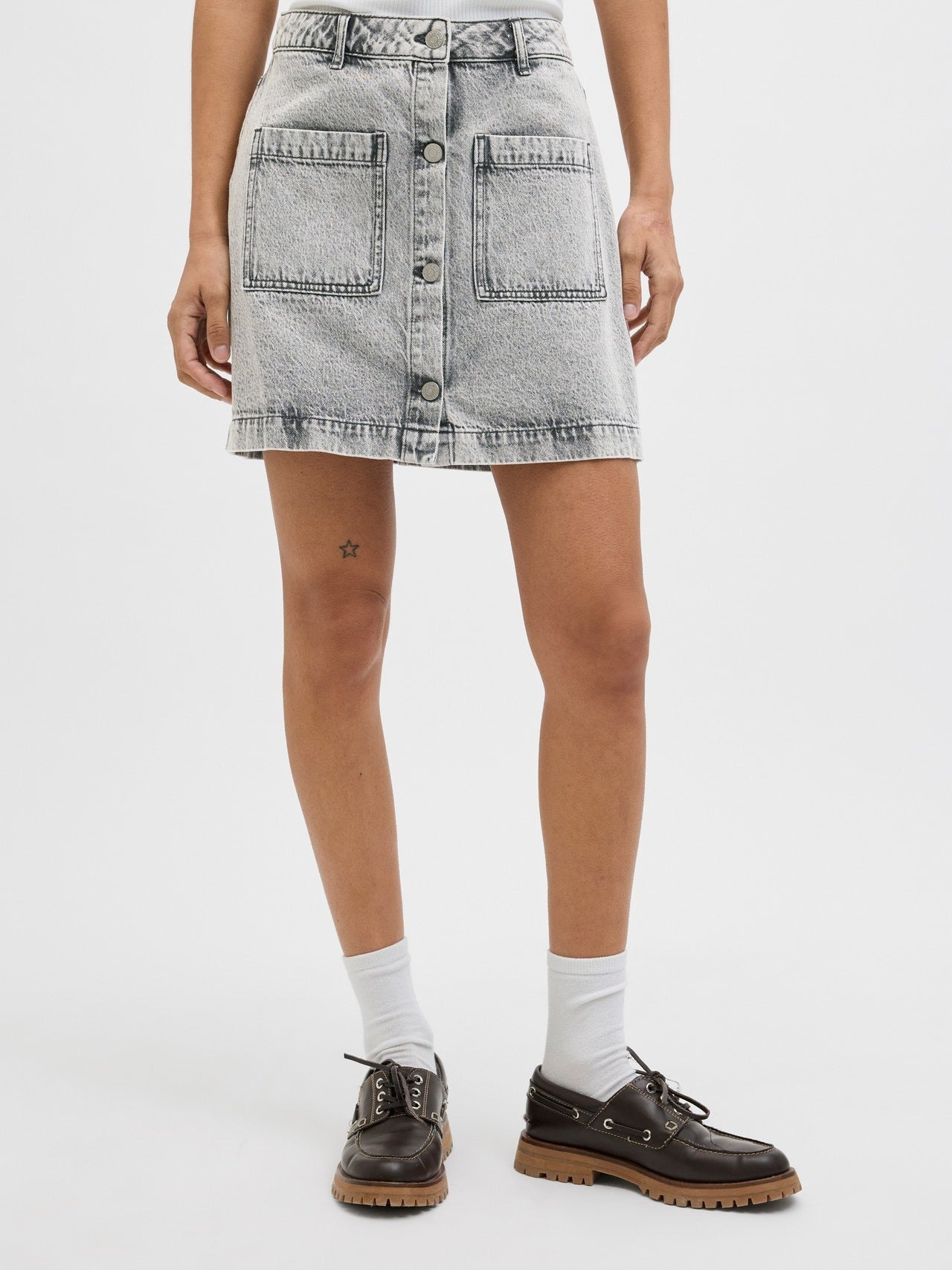 Jjxx Gonna Jxsandy Corta in Jeans con Tasconi Frontali Grigio