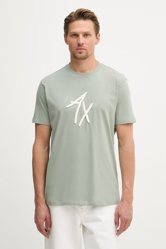 Armani Exchange T-shirt Slim Fit in Cotone Verde