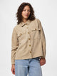 Pieces Camicia in Velluto A Costine Beige