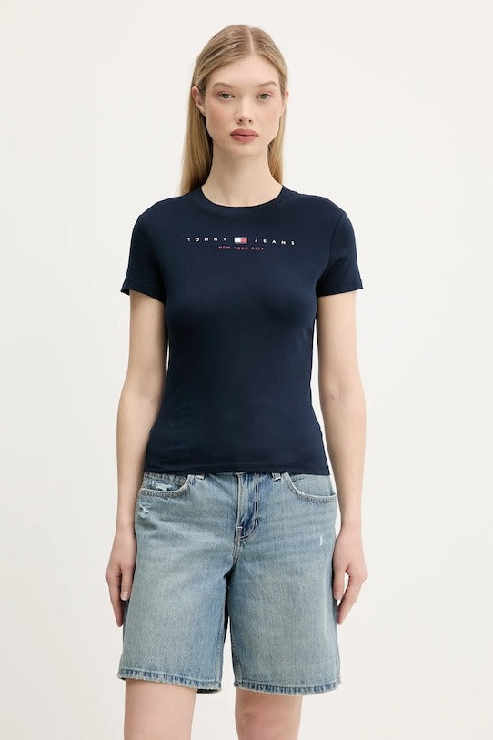 Tommy Jeans T-Shirt Slim Fit con Logo Lineare