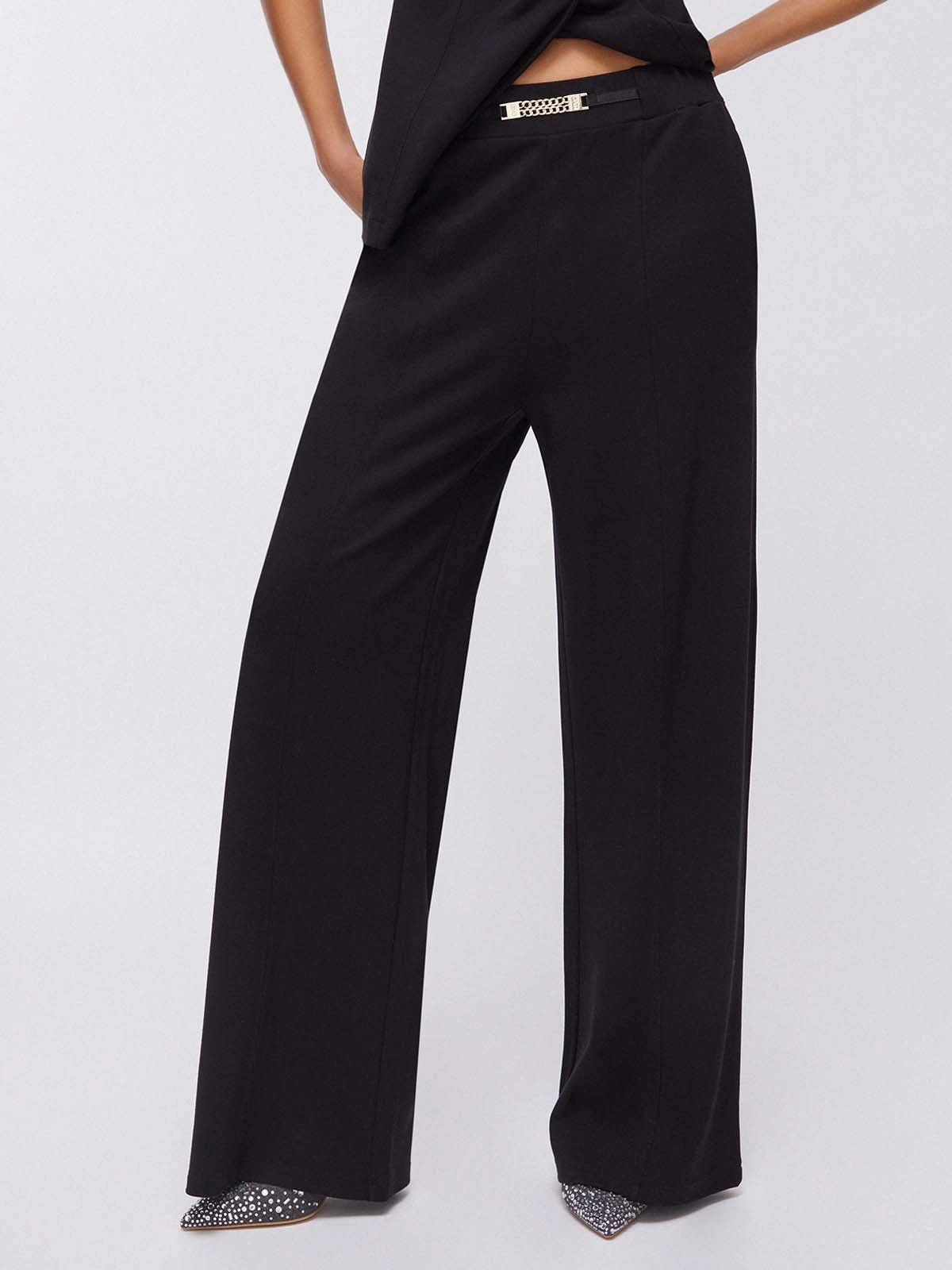 Liu Jo Pantalone Pantaloni in Jersey Punto Milano 
Nero