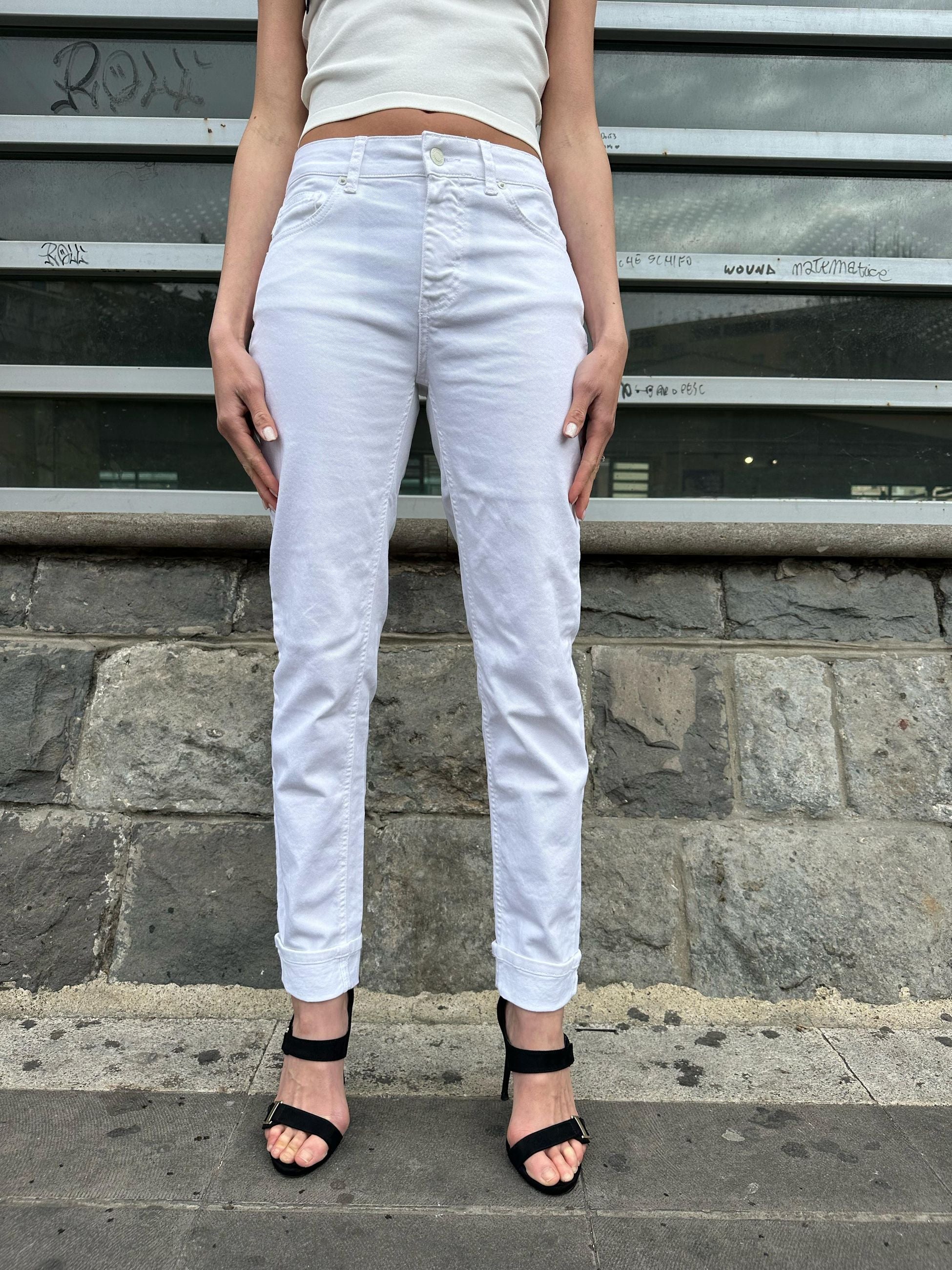 Vicolo Jeans Daisy in Denim Vita Media Bianco