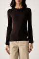 Armani Exchange  Pullover Girocollo in Viscosa con Logo Ricamato Marrone