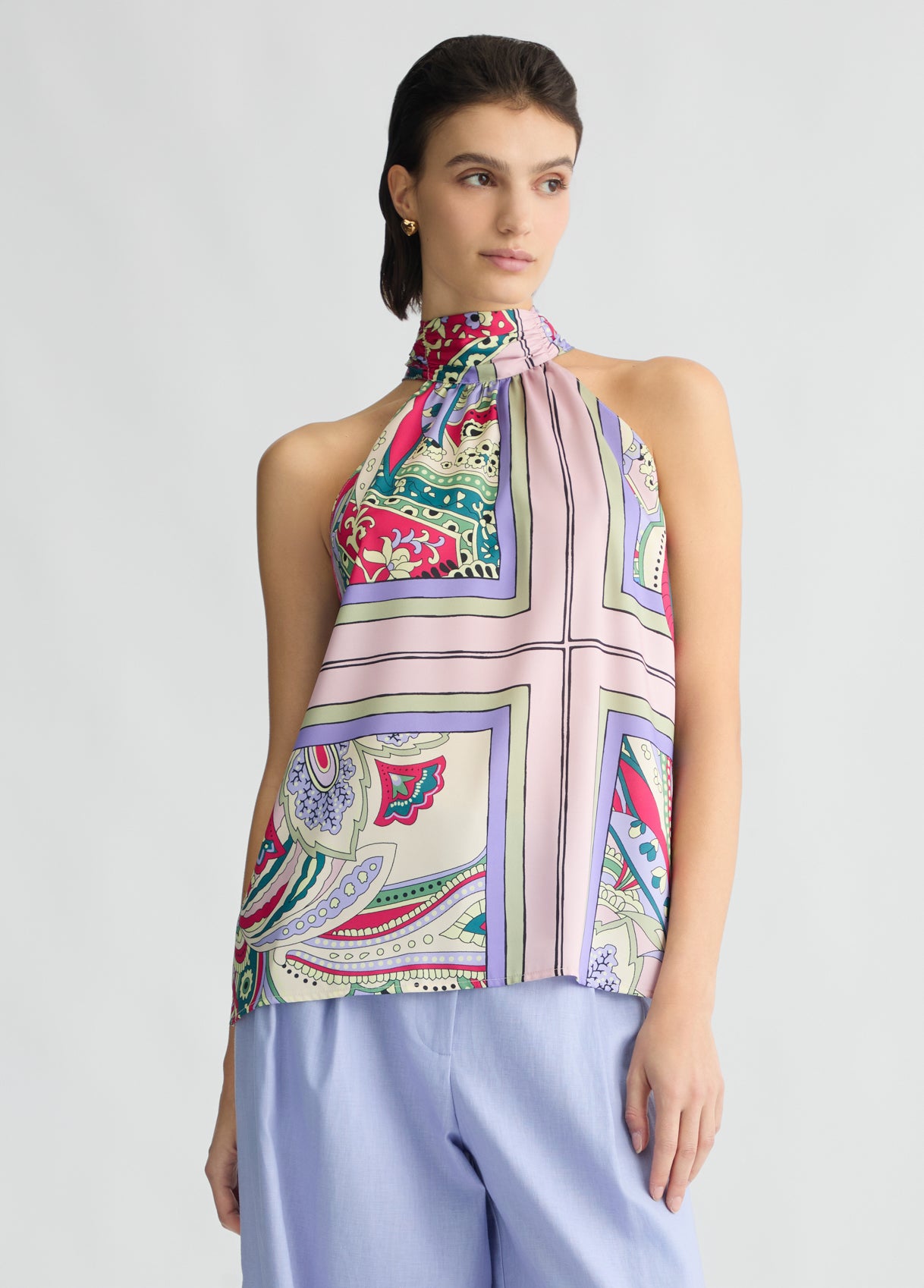Liu Jo Top stampata Foulard con Fiocco Multicolore