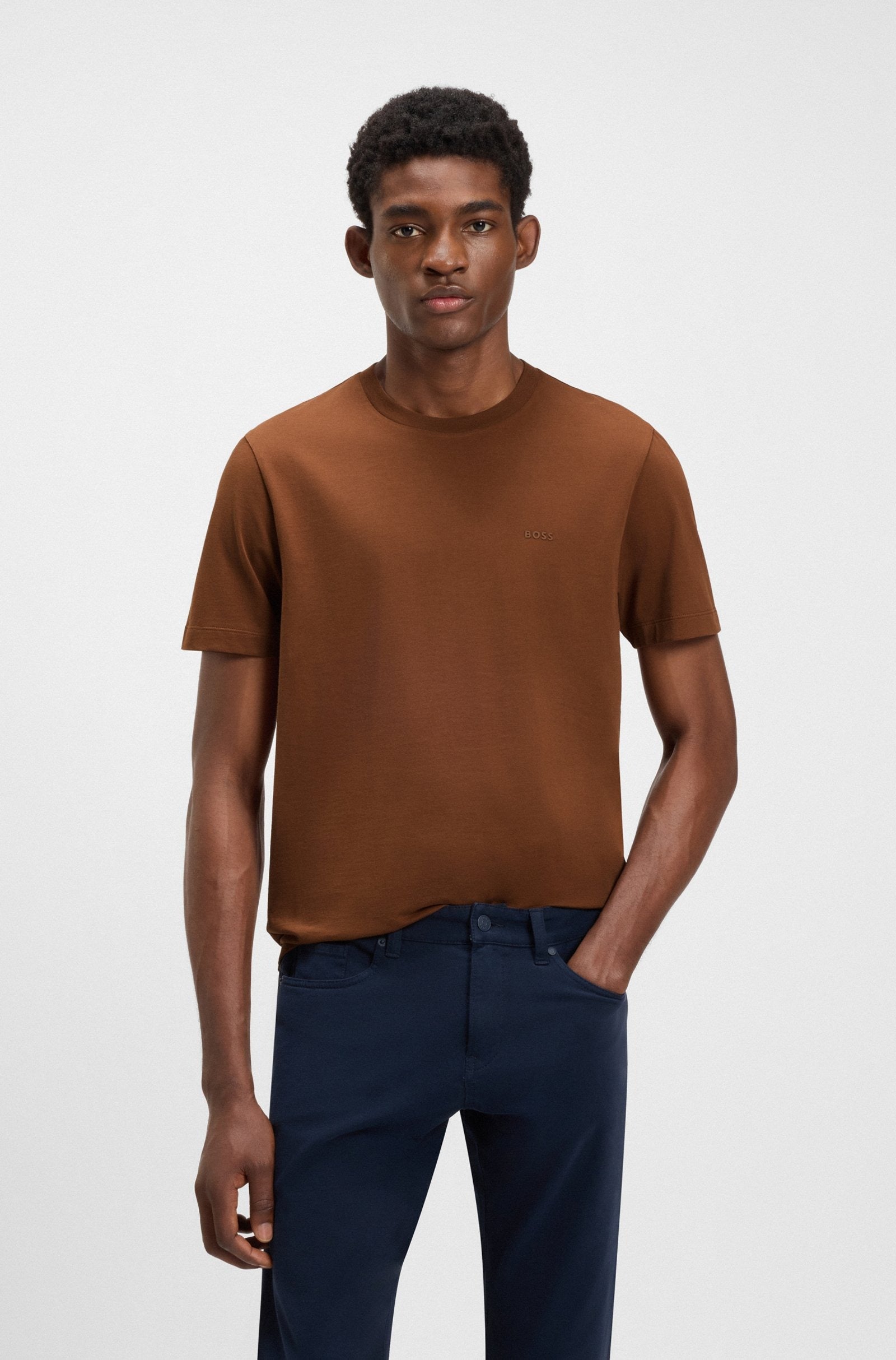 Boss T-shirt in Jersey di Cotone con Logo