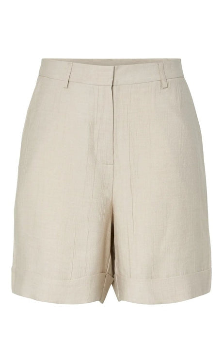 Pieces Short Misto Lino Beige