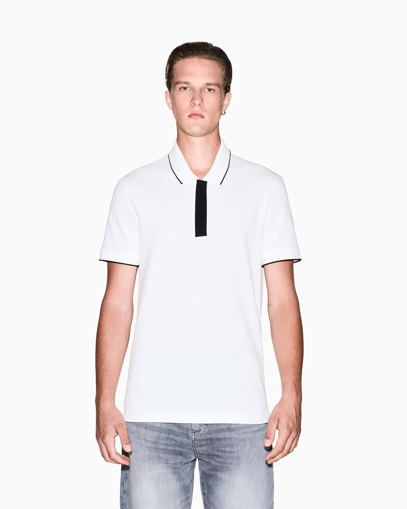Armani Exchange Polo Slim Fit con Inserto sui Bottoni