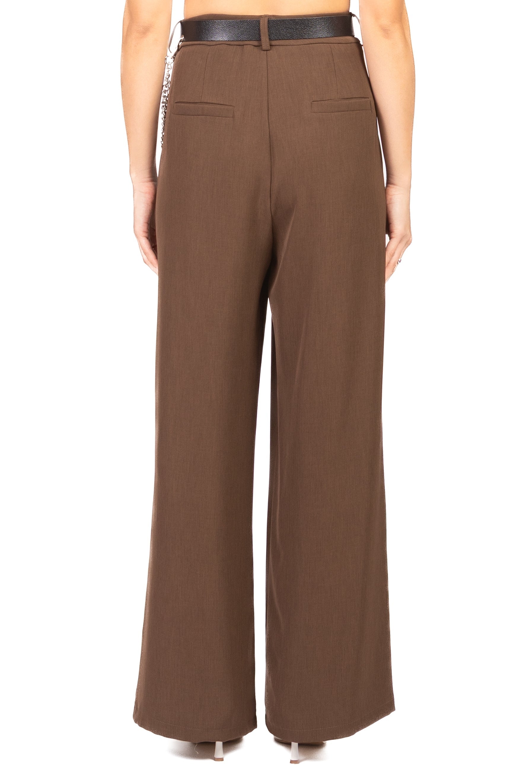 Haveone Pantalone Palazzo Marrone