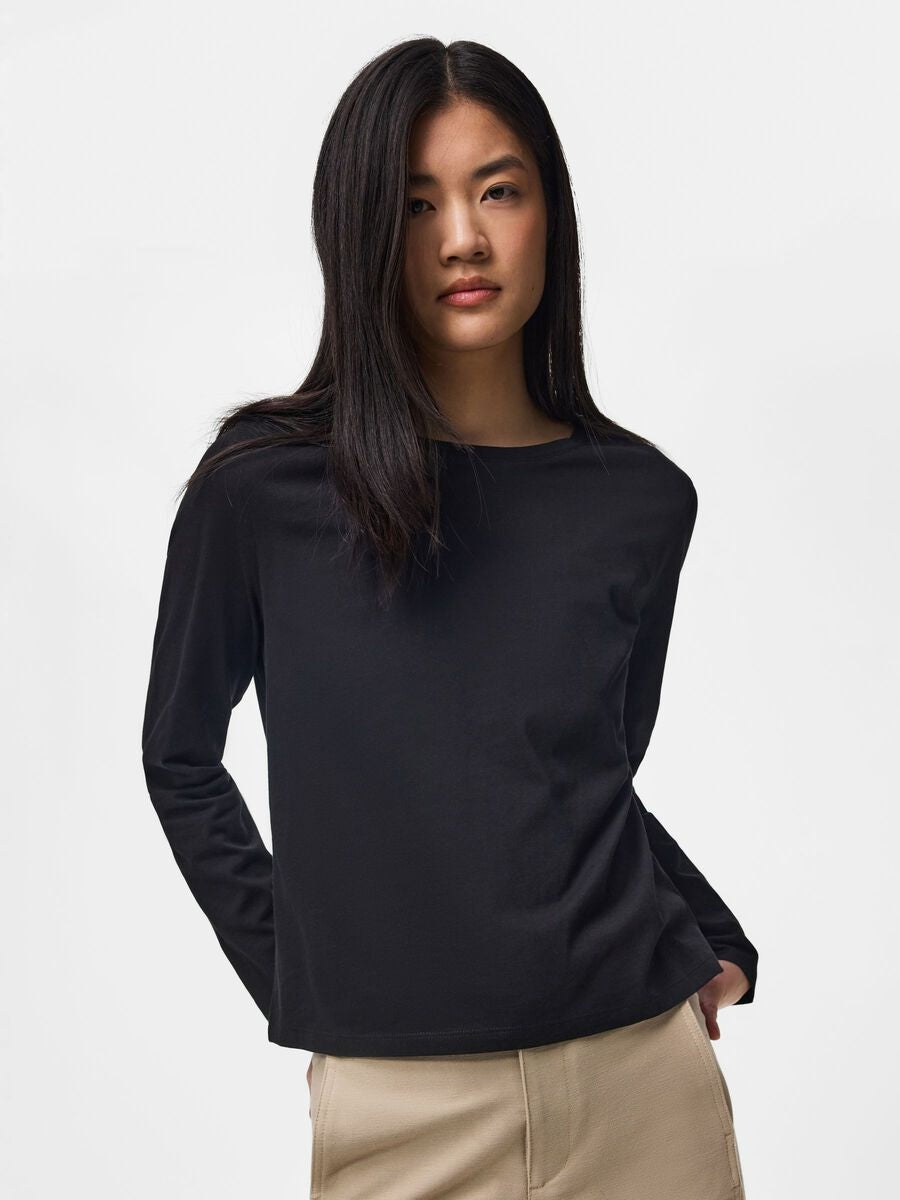 Pieces T-shirt a Maniche Lunghe Nero