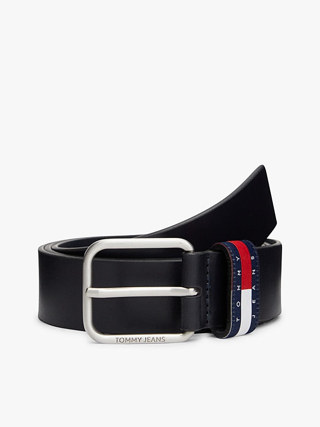 Tommy Hilfiger Jeans Cintura Ryan in Pelle con Logo e Distintivo Nero 
Nero