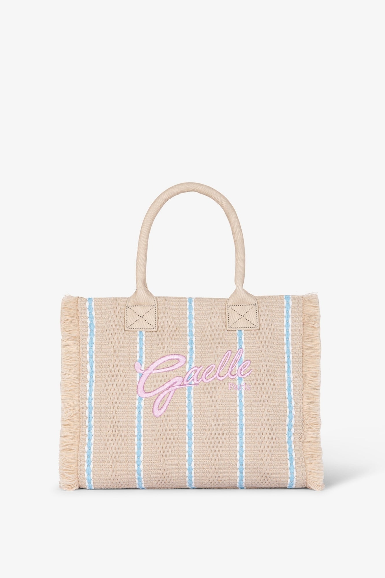 Gaelle Paris Maxi Shopper Beige con Ricamo della  Firma 
Rosa