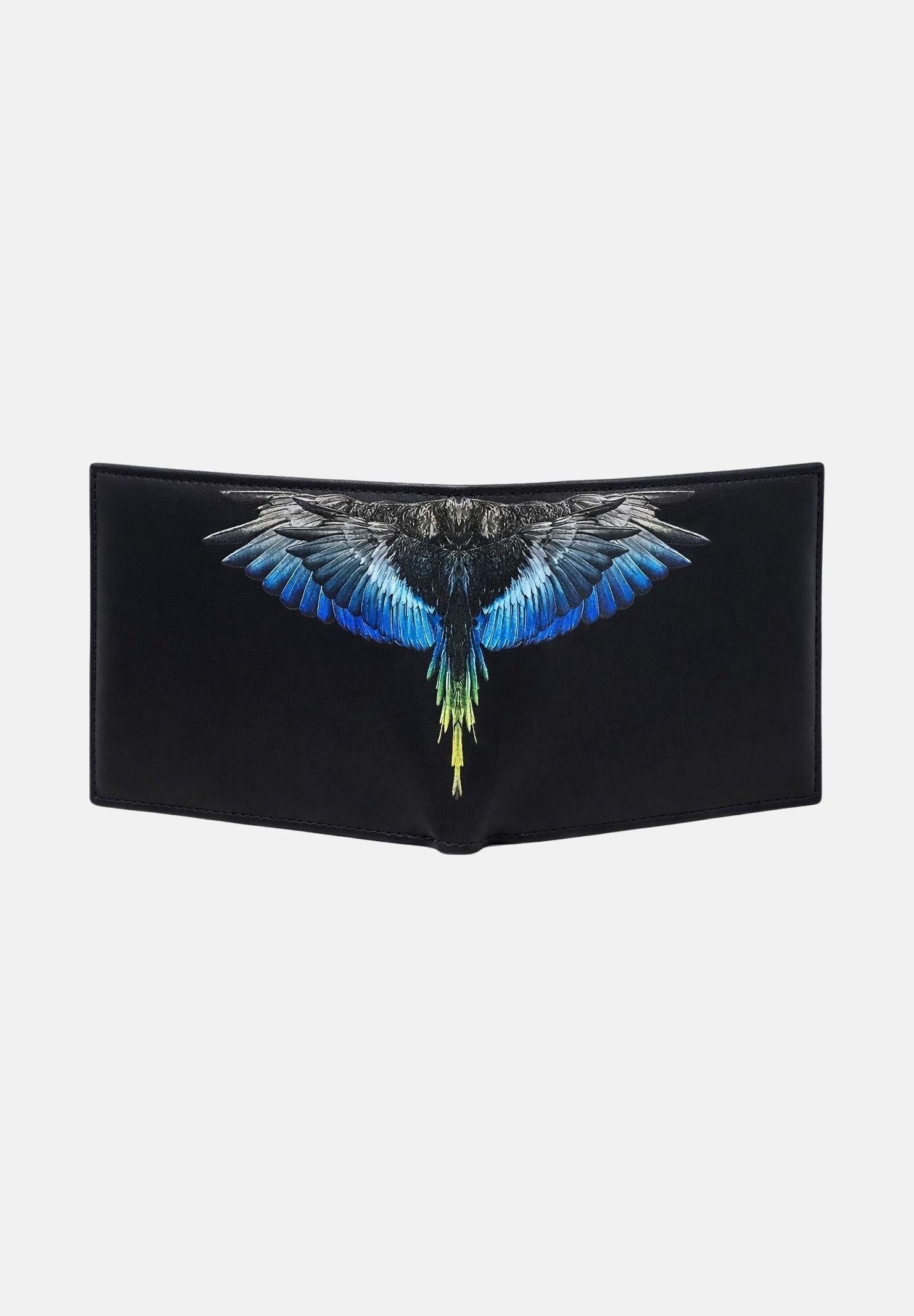 Marcelo Burlon Portafoglio County of Milan con Stampa "Wings" Nero/Royal