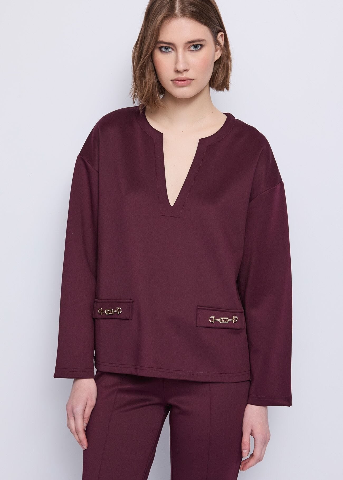 Gaudi Felpa con Scollo a V Bordeaux