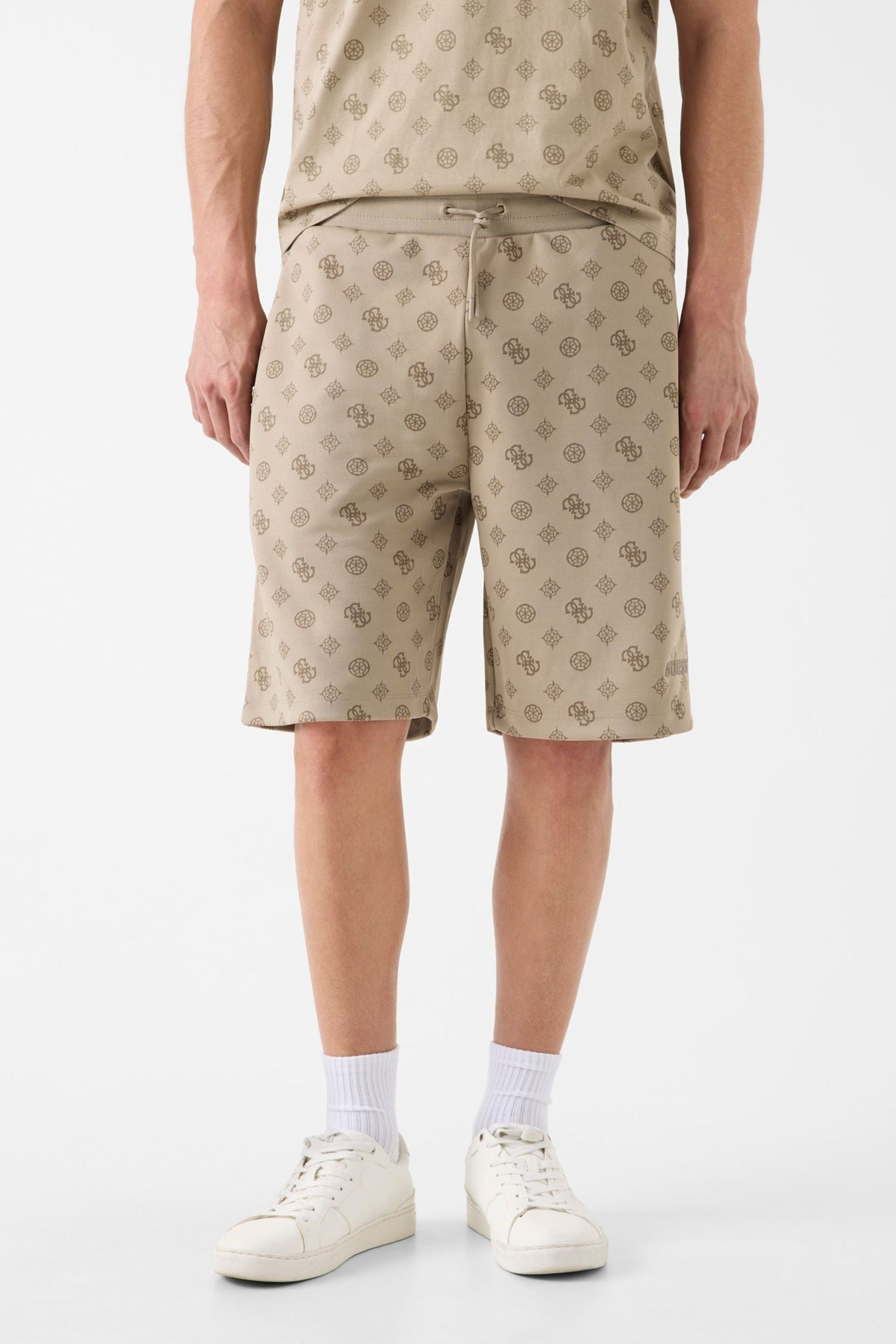 Guess Shorts con Logo All Over Beige