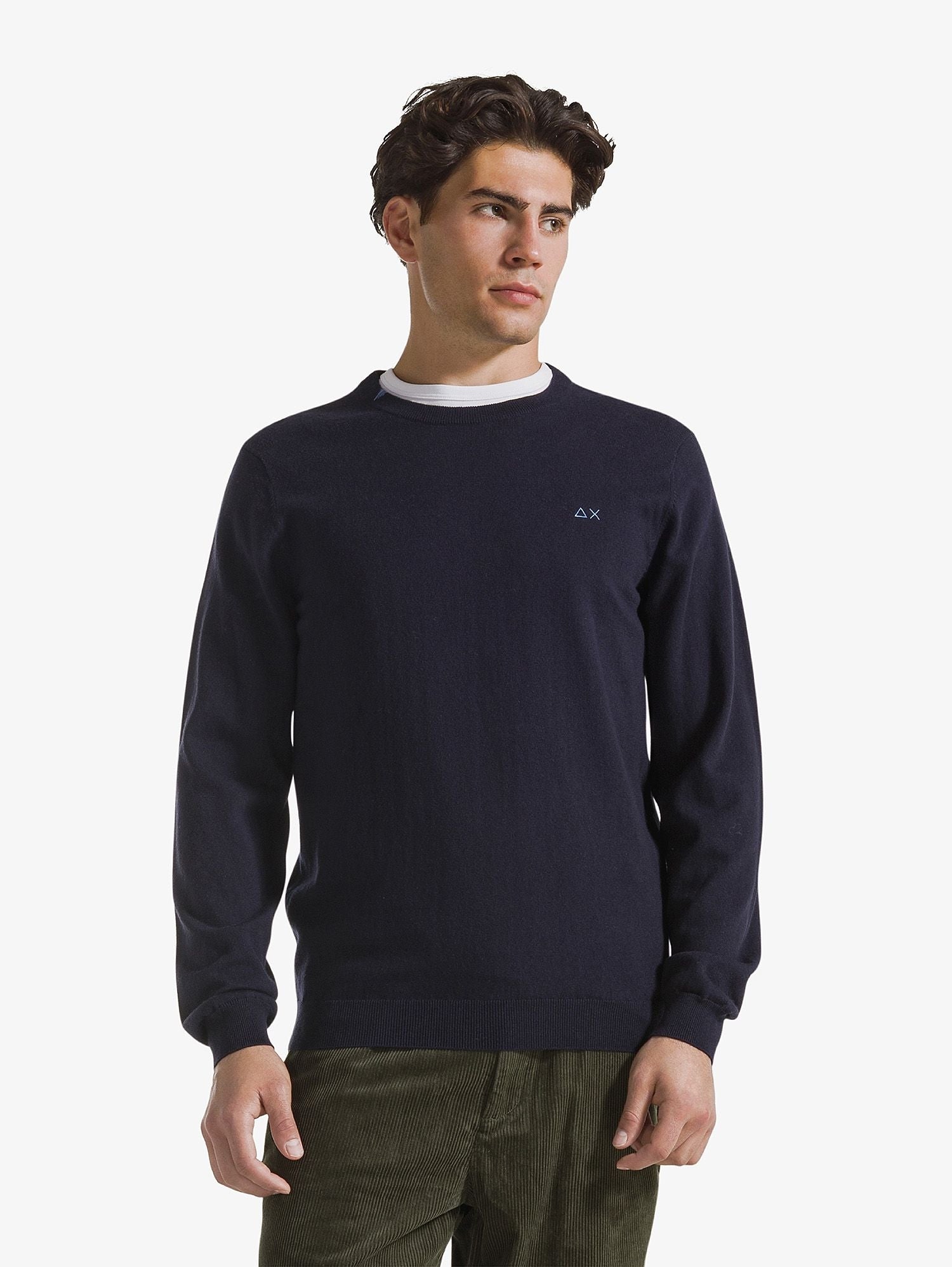SUN68 Maglia Girocollo in Cotone e Lana