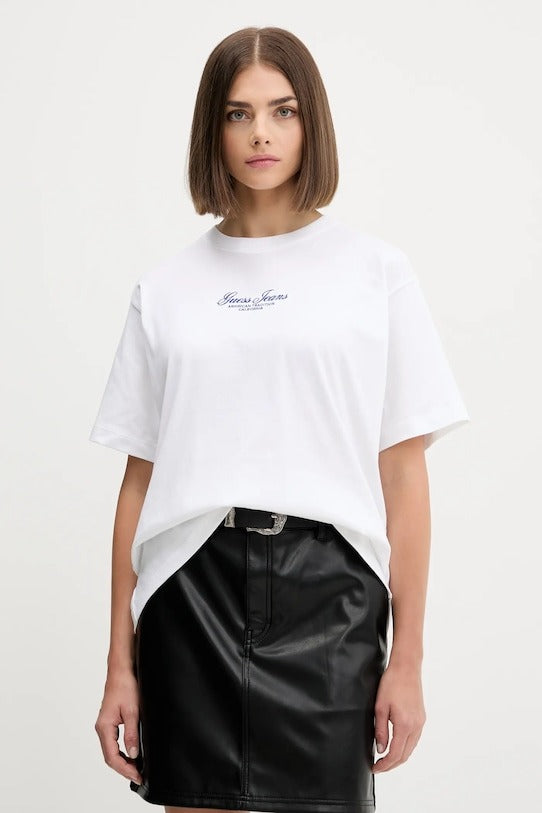 Guess Jeans T-shirt Oversize Logo Ricamato
Bianco