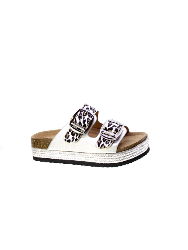 Superga Ciabatta Ciabatte Beige Oro con Doppia Fibbia
