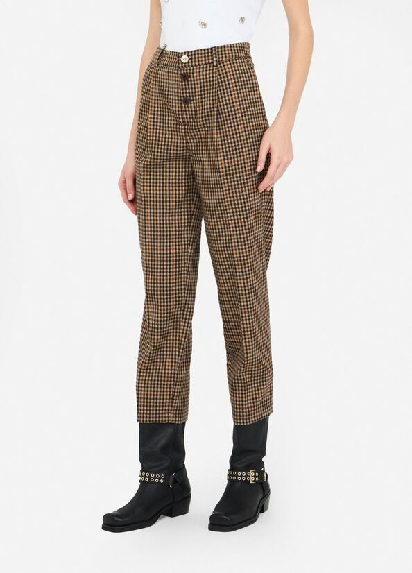 Liu Jo Pantalone a Quadretti con Pince Marrone