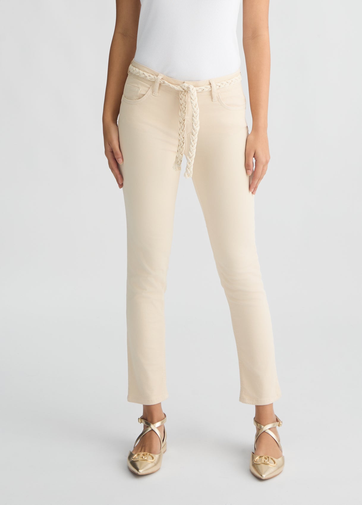 Liu Jo Pantaloni Skinny con Ricami Beige