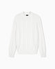 Armani Exchange Pullover Girocollo a Trecce in Misto Lana e Cotone Bianco