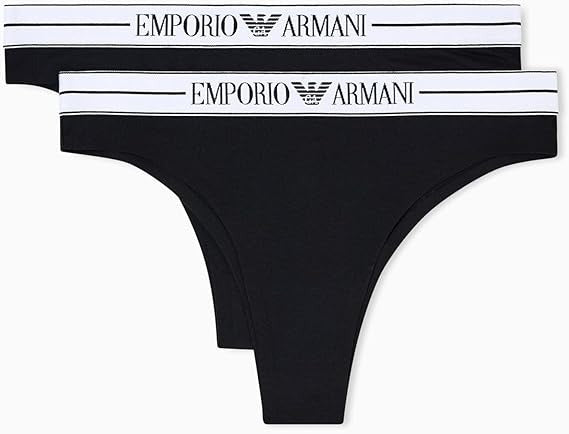 Emporio Armani Pack 2 Brasiliane in Cotone Organico con Banda Logata ASV Bianco