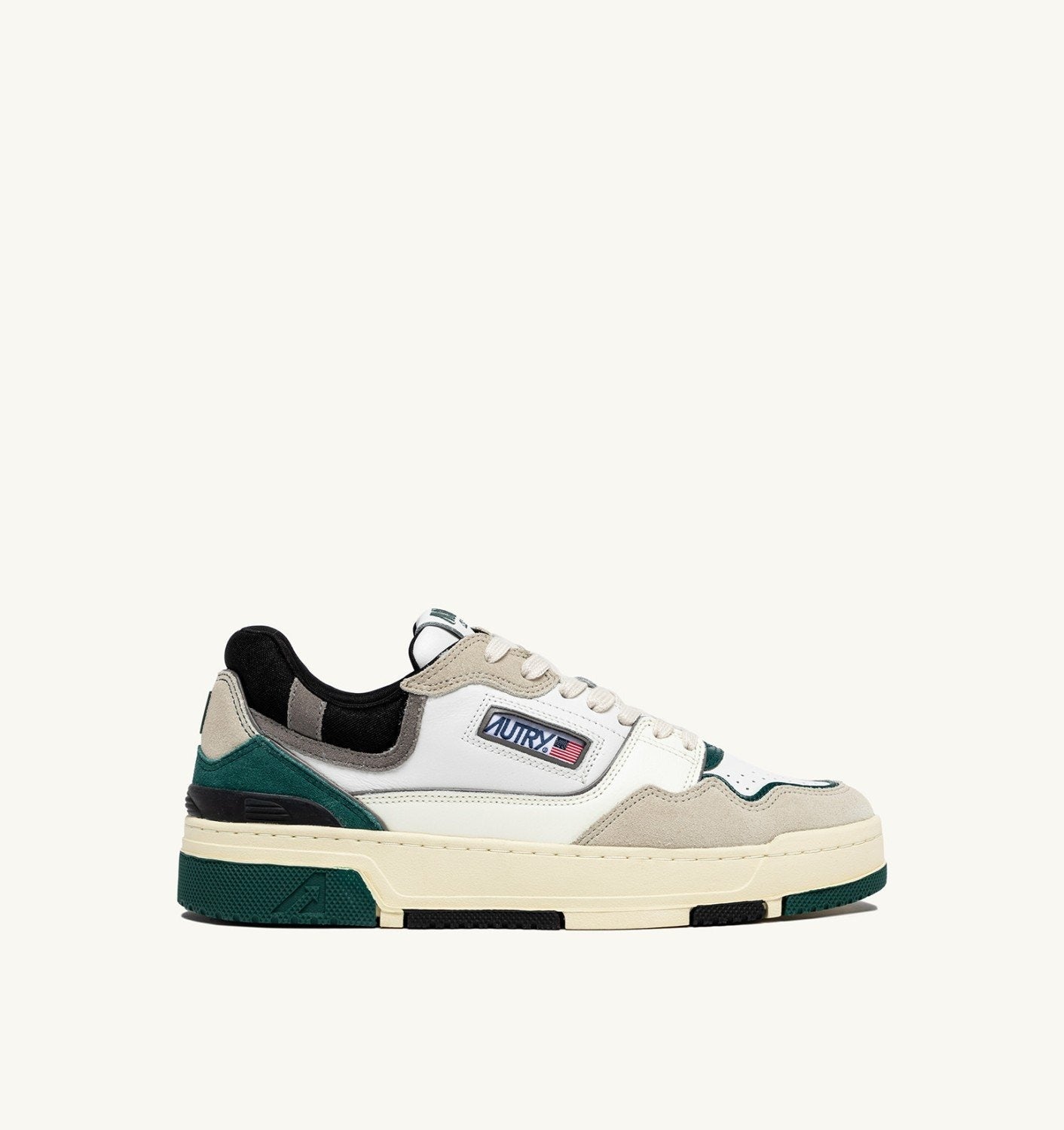 Autry Sneakers Clc Low in Pelle e Suede Bianco e Verde