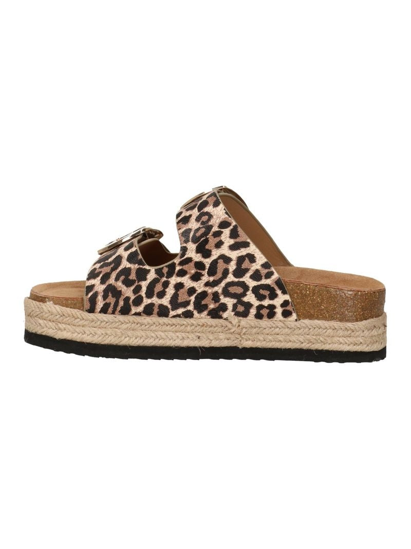 Superga Ciabatta con Doppia Fascia con Platfrom Maculato Beige