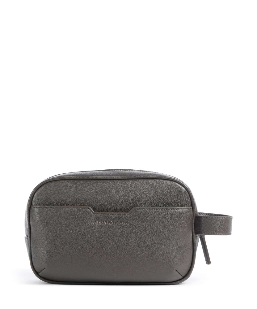 Armani Exchange Beauty Case con Logo Metallico e Manico Laterale