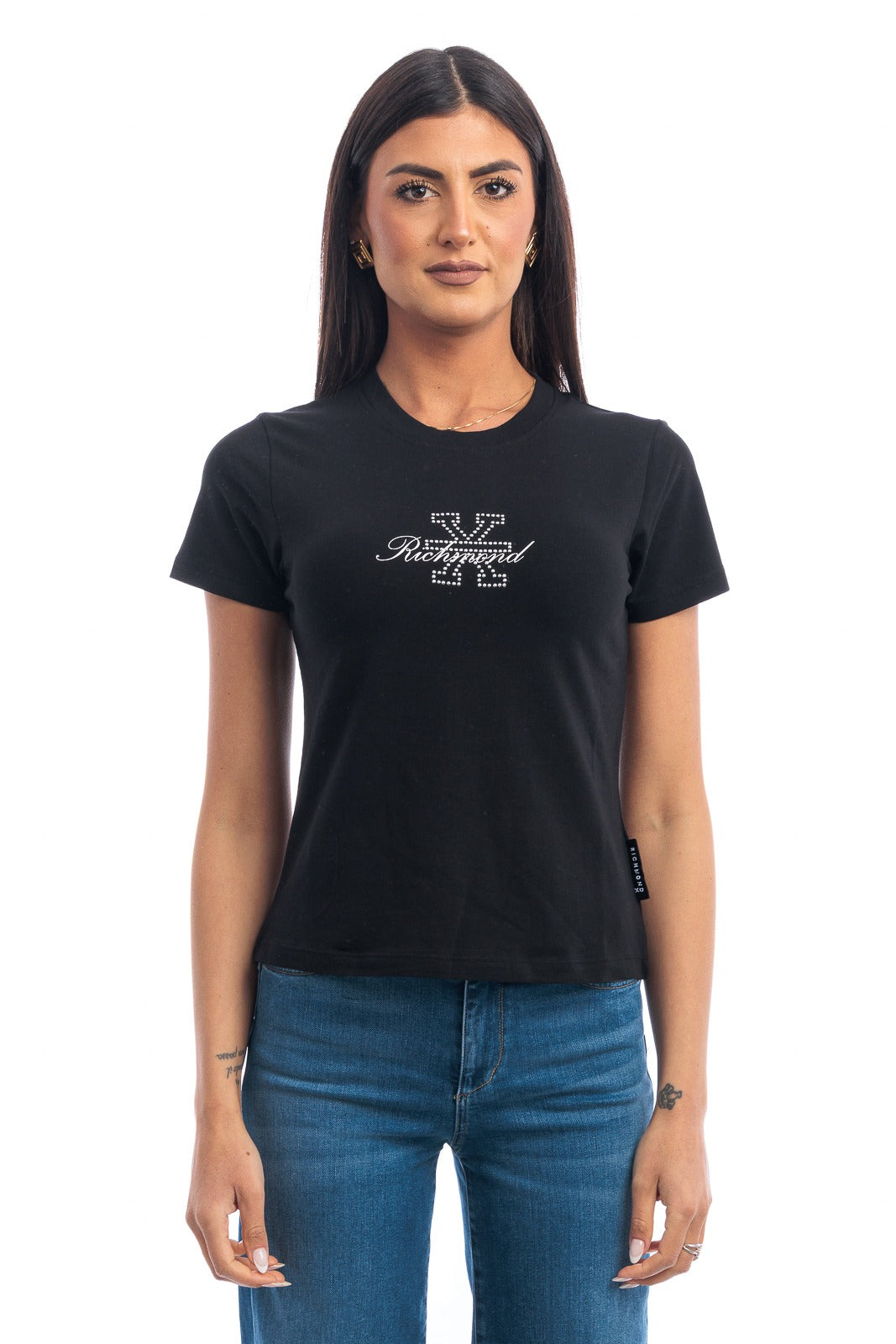 John Richmond T-Shirt  X del Logo 
Davanti con Borchiette